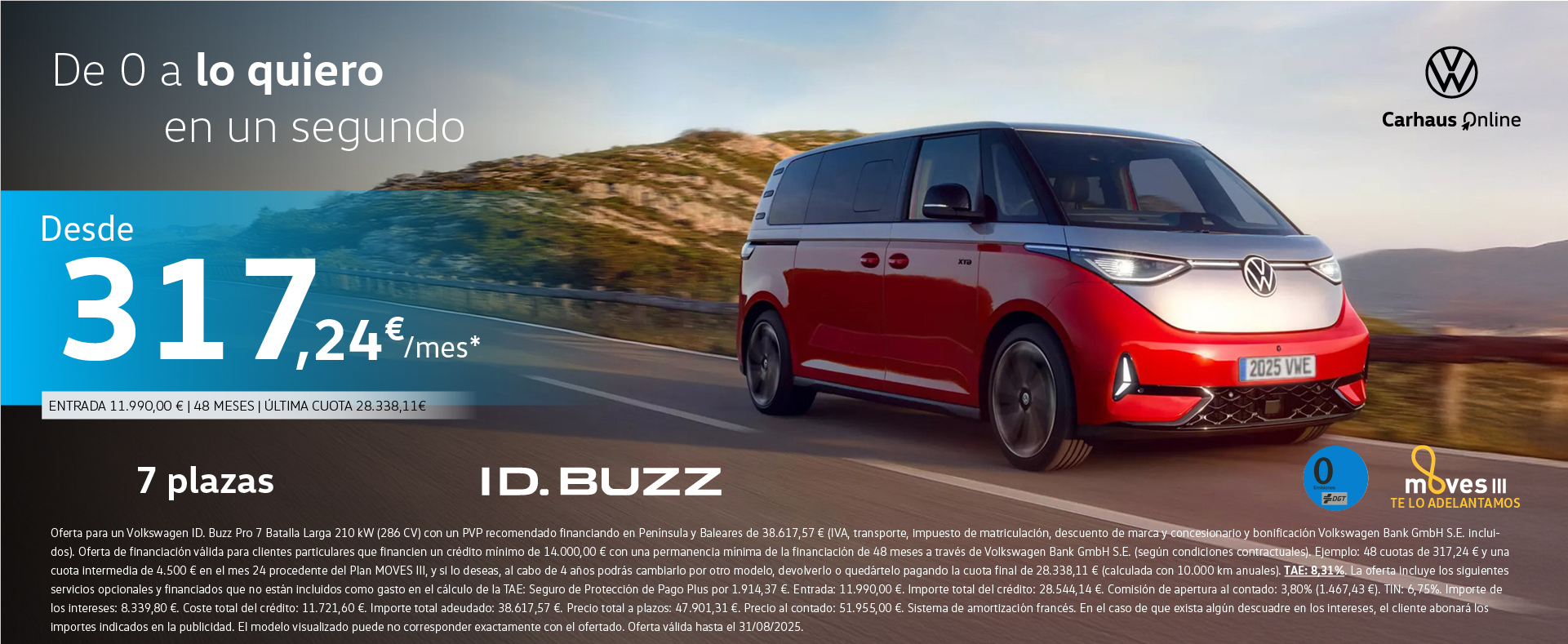 ¡Oferta especial! ID Buzz 7 plazas por 317,24€/mes*